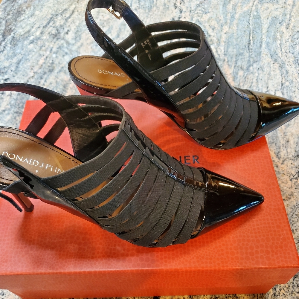 Donald J Pliner Black Cage ( Strappy ) Petro Heel